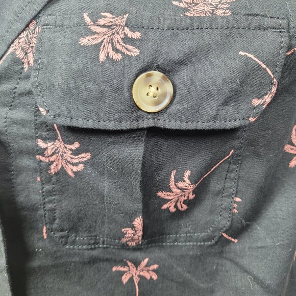 Express Palm Tree Print Linen Shirt NWT XS Black Vacation Resort Button Up Top - Picture 6 of 11